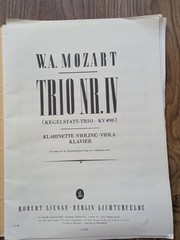 Mozart Kegelstatt Trio Clarinet Viola (Violin) &Piano 1954 Robert Lienau Parts