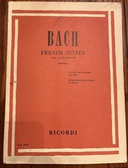 VTG Sheet Music Book Bach French Suites For Pianoforte RICORDI Printed in Italy