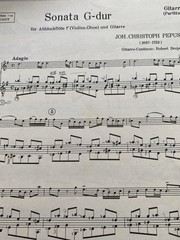 Vtg Johann Christoph Pepusch&rsquo;s Sonata G-Durb Guitar Recorder Song Sheet Music