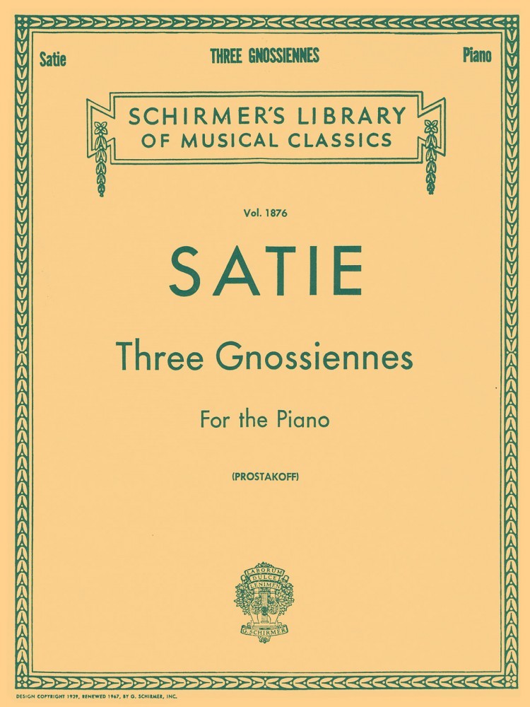 Satie 3 Gnossiennes Piano Solo Sheet Music Book NEW 050262480