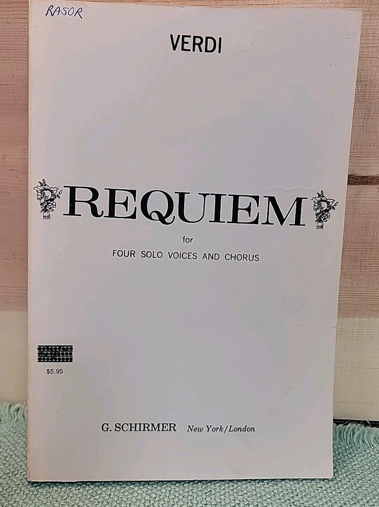 Verdi Requiem For Four Solo Voices And Chorus Schirmer Vocal Score With Notes