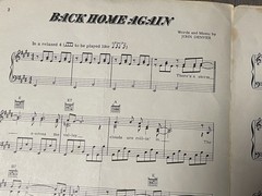 BACK HOME AGAIN John Denver Sheet Music, Cherry Lane Music RCA Vintage 1974