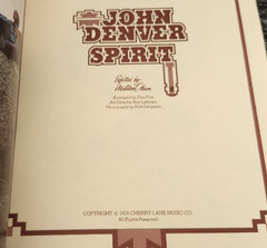 1976 SPIRIT Songbook John Denver Cherry Lane Music Co Pegasus San Antonio Rose