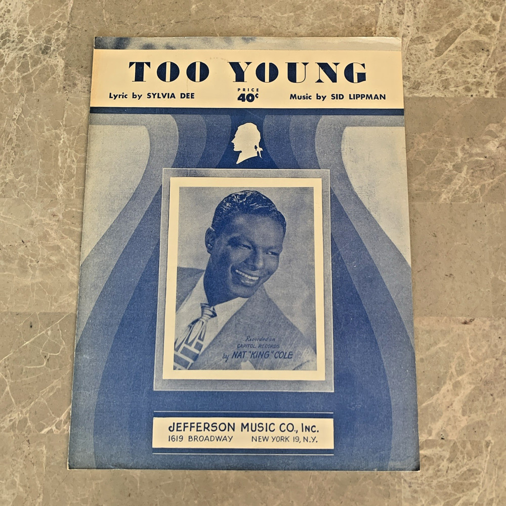 Vintage 1951 Sheet Music Poster – Nat King Cole – Too Young