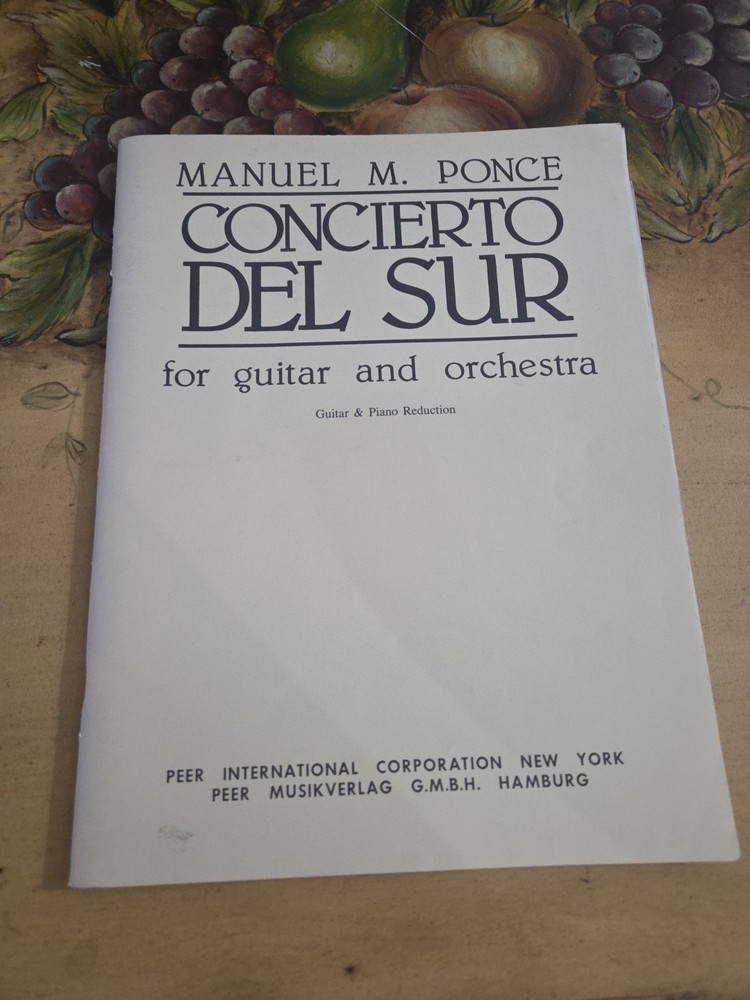 Manuel M.Ponce Concerto Del Sur For Guitar And Orchestra Rare Book,80 Pages