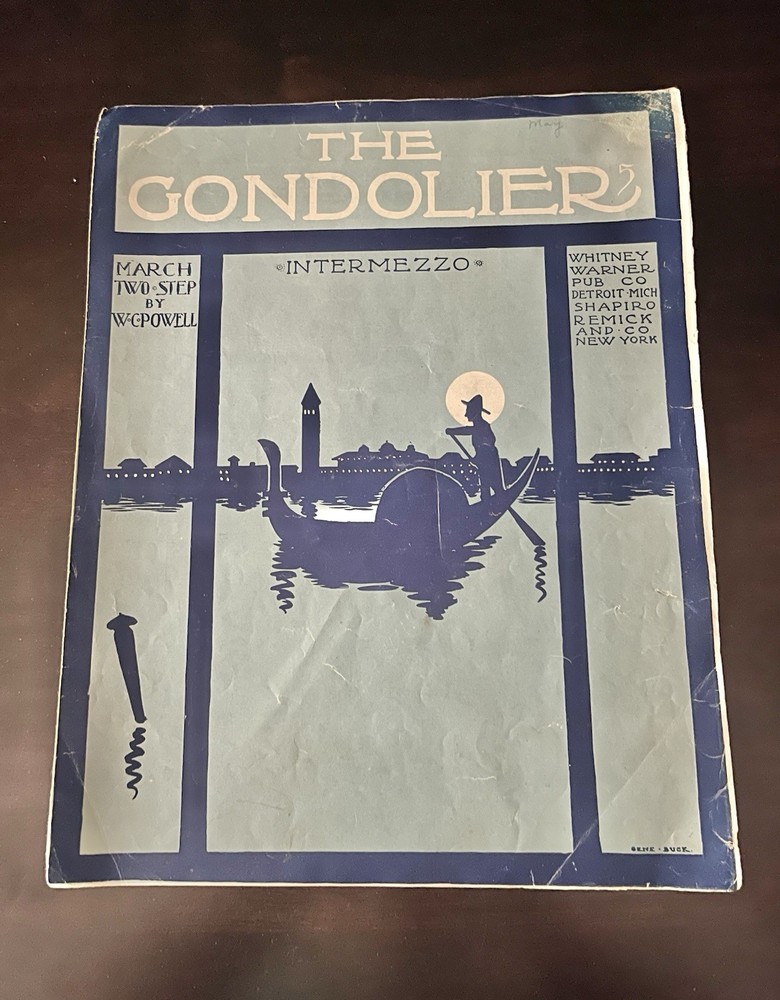 1904 THE GONDOLIER Sheet Music by W.C.Powell Collectible Good Condition