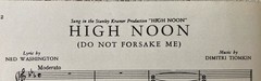 Vintage 1952 “High Noon” Sheet Music/Voice & Piano/Cover Features Gary Cooper