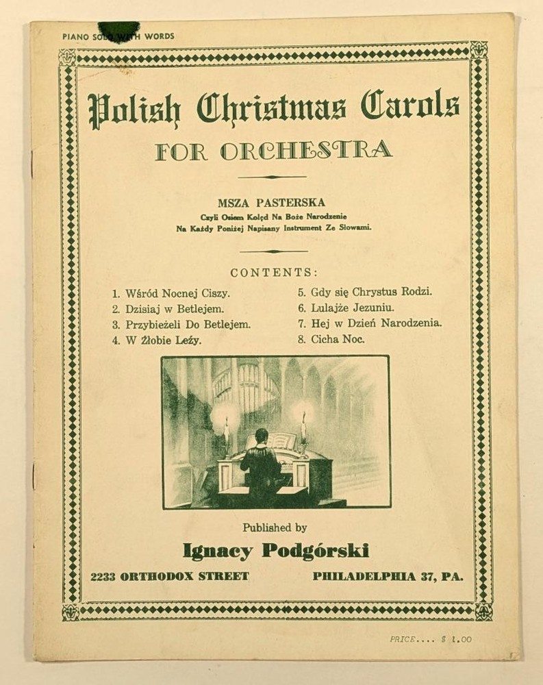 Polish Christmas Carols for Orchestra 1939 Ignacy Podgorski; Piano Sheet Music