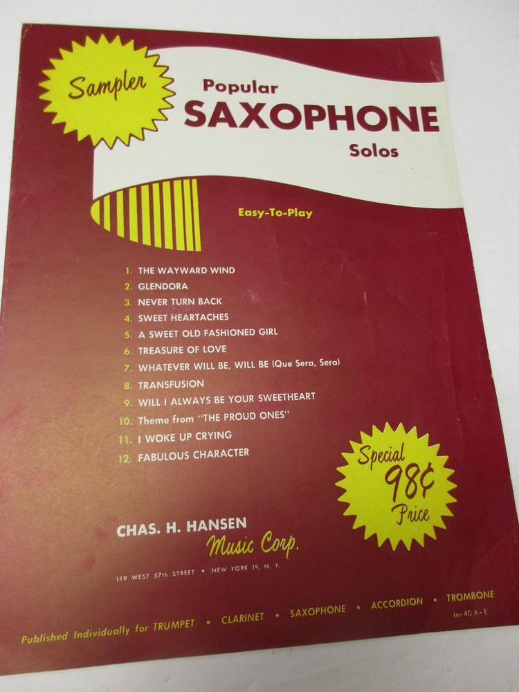 Popular Saxophone Solos Sampler Easy to Play Sheet Music The Wayward Wind