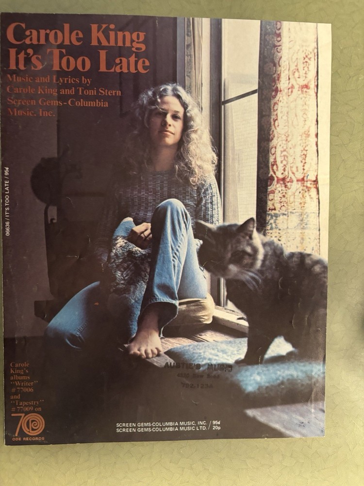 Carole King It’s Too Late Sheet Music Piano/Voice/Guitar Solo Pop 06636