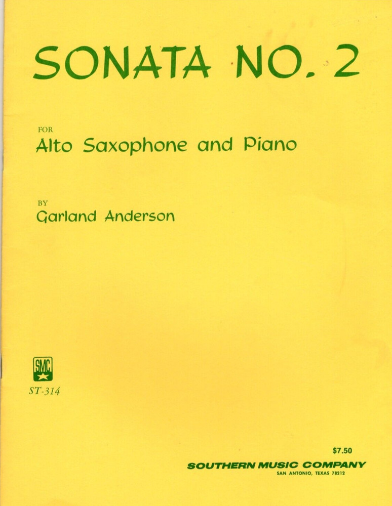 Sonata No. 2, Garland Anderson, For Alto Saxophone and Piano