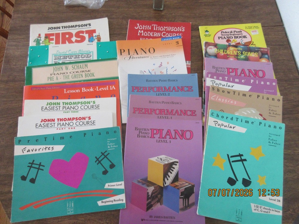 Piano books- Instruction Method–Lot of 18 Music Books–Beginner-Levels 1 & 2
