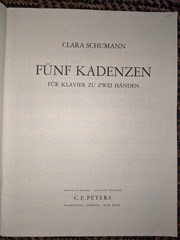 C Schumann 5 Kadenzen Edition Peters No 3629 Piano Sheet Music Book Germany