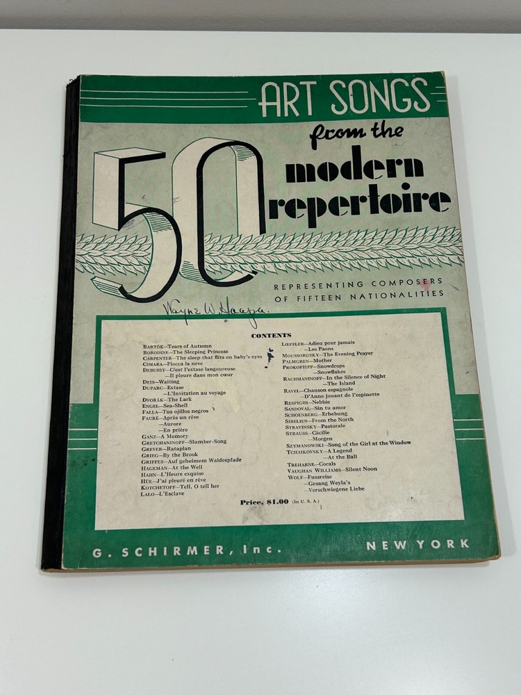 50 Art Songs from the Modern Repertoire Vintage Piano Sheet Music Songbook 1939