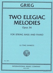 GRIEG TWO ELEGIAC MELODIES OPUS 34 STRING BASS & PIANO-INTERNATIONAL MUSIC BOOK