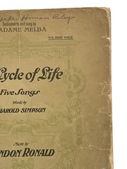 1906 Sheet Music Book A CYCLE OF LIFE Landon Ronald High Voice Madame Melba