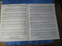 VINTAGE BLOWIN&rsquo; IN THE WIND SHEET MUSIC Peter, Paul and Mary PB 1963 VGC