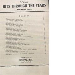 1951 Harms Hits Through The Years Piano/Guitar Chord Symbol Sheet Music 88-Page