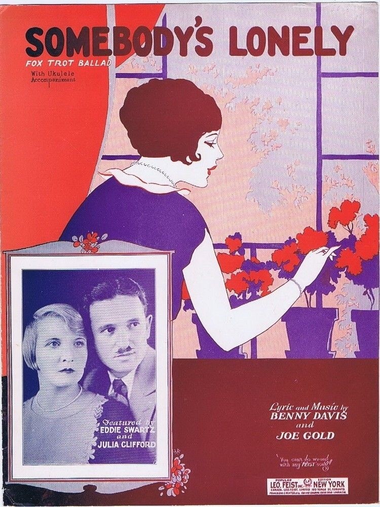 Somebody&rsquo;s Lonely, Eddie Swartz and Julia Clifford, 1926, Antique sheet music