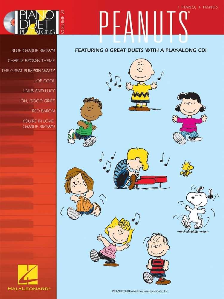 Peanuts Piano Duet Play-Along Vol 21 Sheet Music Kids TV Songs Book CD Pack