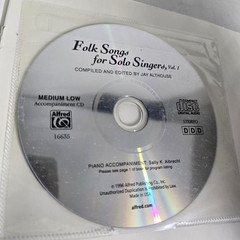 Folk Songs For Solo Singers Vol 1 Medium Low Songbook CD Alfred Music Book