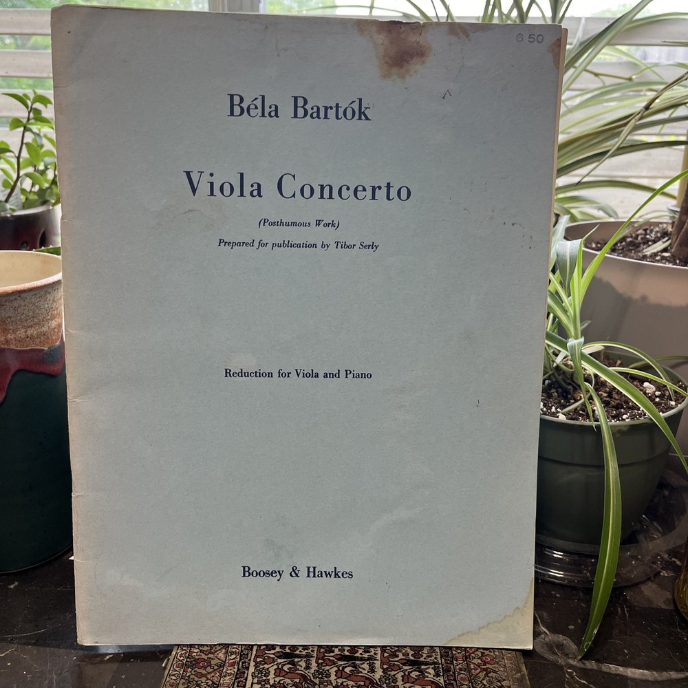 Bela Bartok Viola Concerto Viola and piano Boosey and hawkes 1949