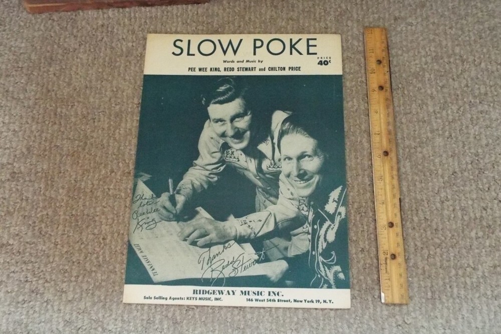 1951 Slow Poke Pee Wee King Redd Stewart Chilton Price Country Sheet Music