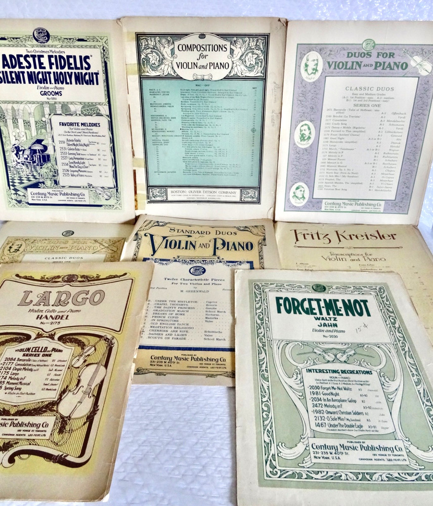 vIOLIN PIANO ANTIQUE SHEET MUSIC LOVINGLY USED MIXED JUNK DRAWER LOT neocurio