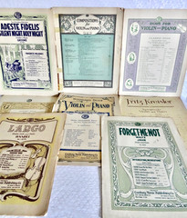 vIOLIN PIANO ANTIQUE SHEET MUSIC LOVINGLY USED MIXED JUNK DRAWER LOT neocurio