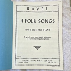 Ravel 4 Folk Songs for Voice & Piano Sheet Music Int&rsquo;l Music Co MPN 1527