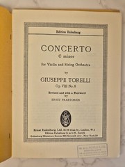 TORELLI Op.8 No.8 Violin Concerto C minor, Op. 16 Edition Eulenburg No. 782