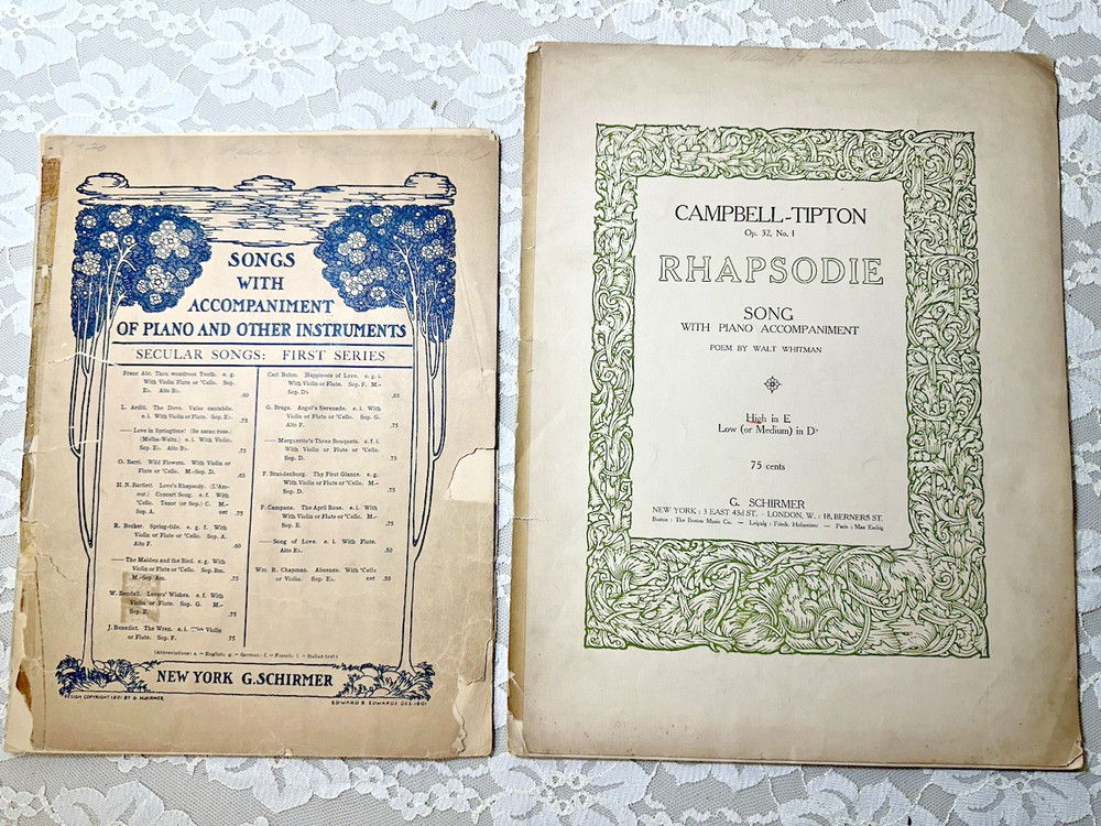 Vintage Lot of 2 G. Schirmer Sheet Music 1901 & 1913 (Lot #2)