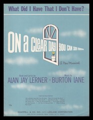 ON A CLEAR DAY Lerner/Lane 1965 WHAT DID I HAVE THAT I DON&rsquo;T HAVE Sheet Music