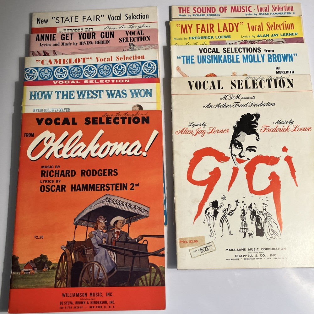 Lot Of 9 Vintage Broadway Play/Movies Vocal Selections Piano Music Books