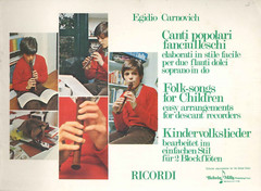 Easy Children&rsquo;s Folk Songbook For 2 Recorders 1972 Carnovich Ricordi Italy