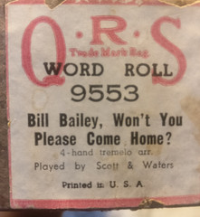 Antique Music Roll Piano Player Organ 9553 Bill Bailey Wont You Please Come Home