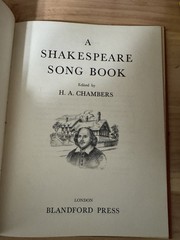 1957 A Shakespeare Song Book H.A. Chambers Blandford Press + Recorder Music Hunt