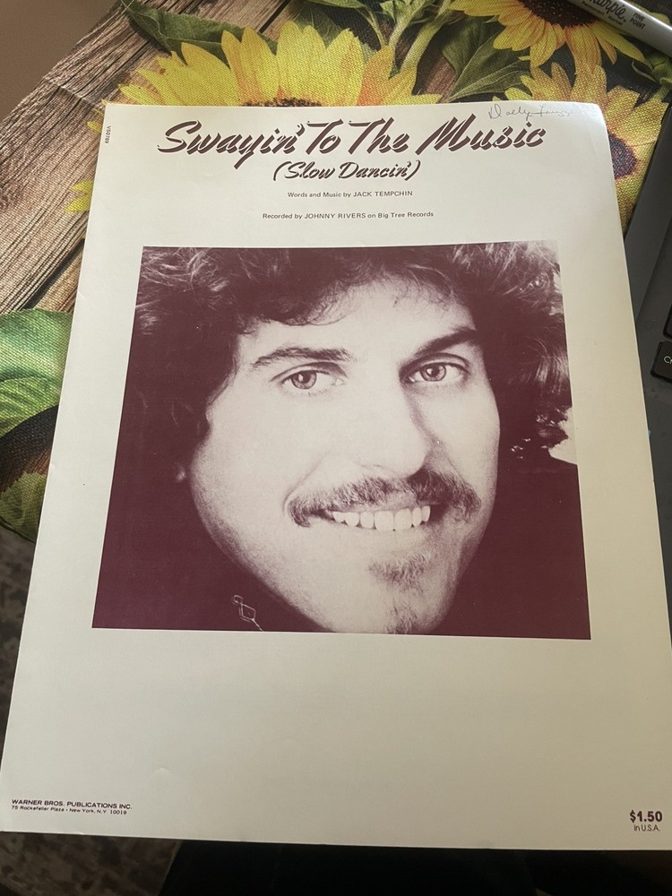 Vintage Sheet Music Johnny Rivers 1976 Swayin&rsquo; To The Music (Slow Dancin&rsquo;)