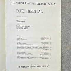 M. Witmark & Sons Young Pianist’s Library No.6-A Duet Recital Vol A