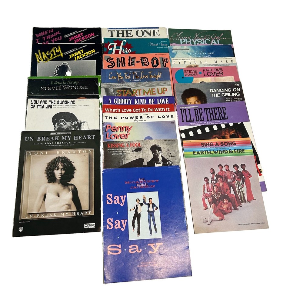 Big Lot Of Sheet Music Piano Vocal Guitar Popular Artist Jackson Wonder Elton