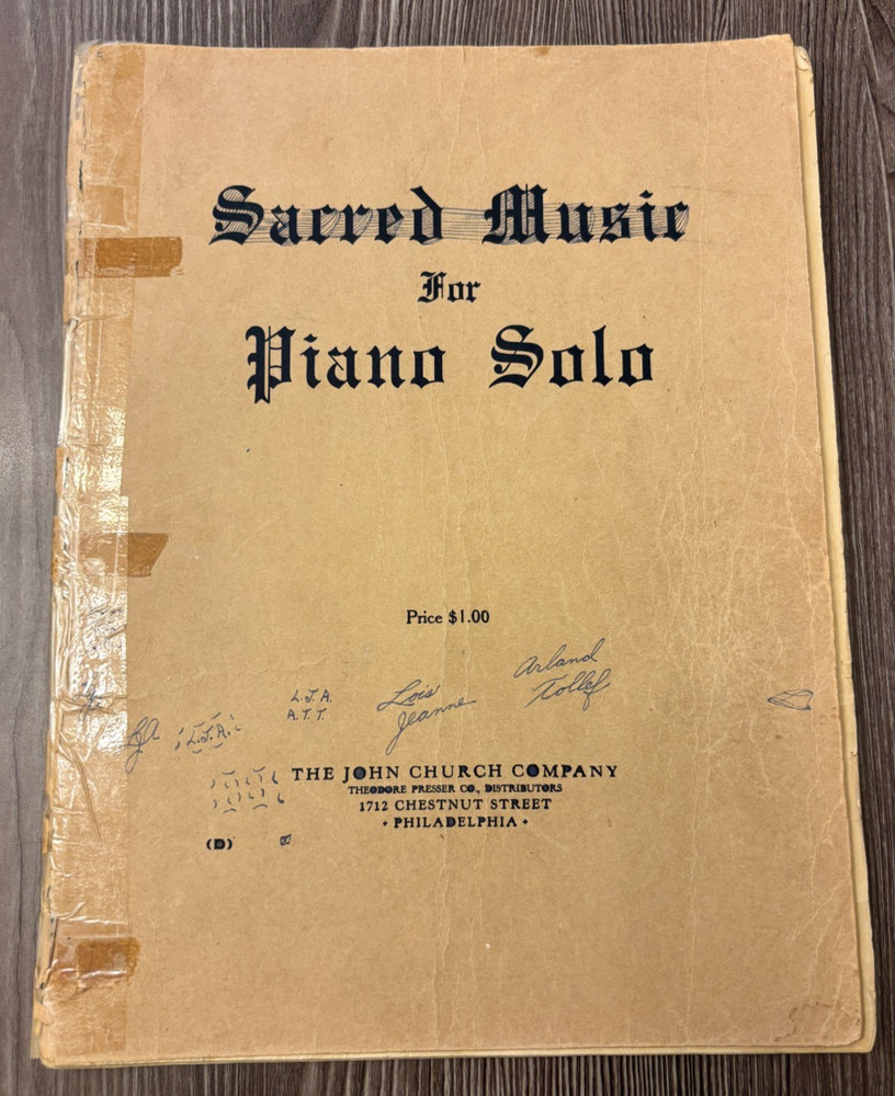 Sheet Music Sacred Music for Piano Solo 1924 Book Religion Church Vtg Antique