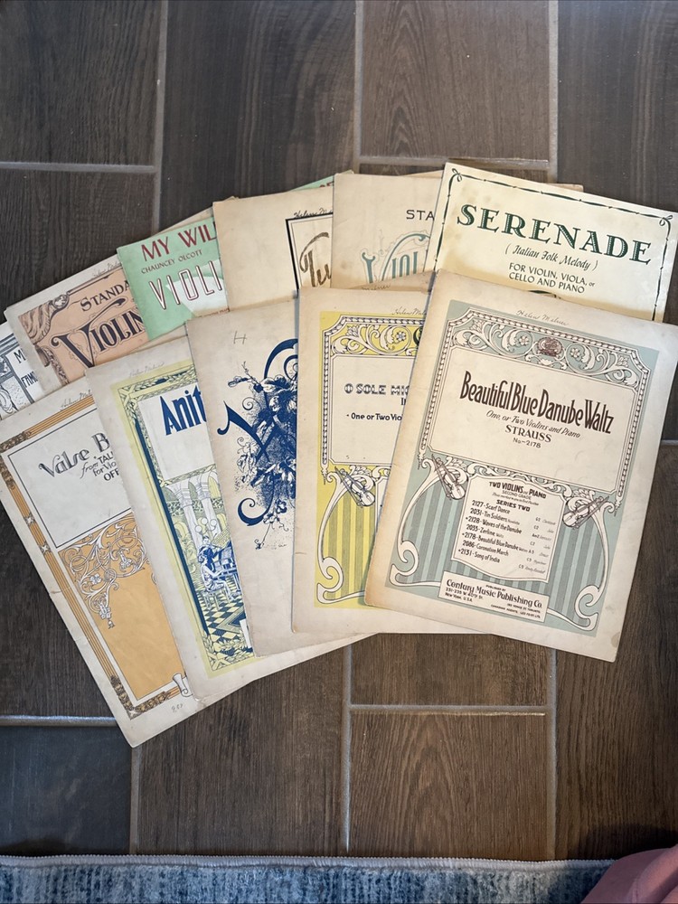 Lot of 11 Vintage Sheet Music for Violin and Piano Sheet Music 1905-1955