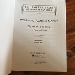 Schirmer’s Library Musical Classics MOZART EIGHTEEN SONATAS FOR PIANO & VIOLIN