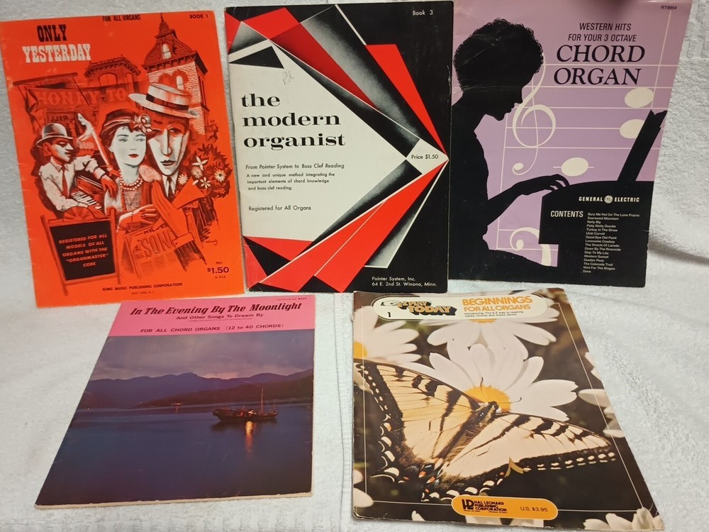 Learn to Play Organ Music 5 Book LOT 60s-70s Western Hits Beginnings Rare