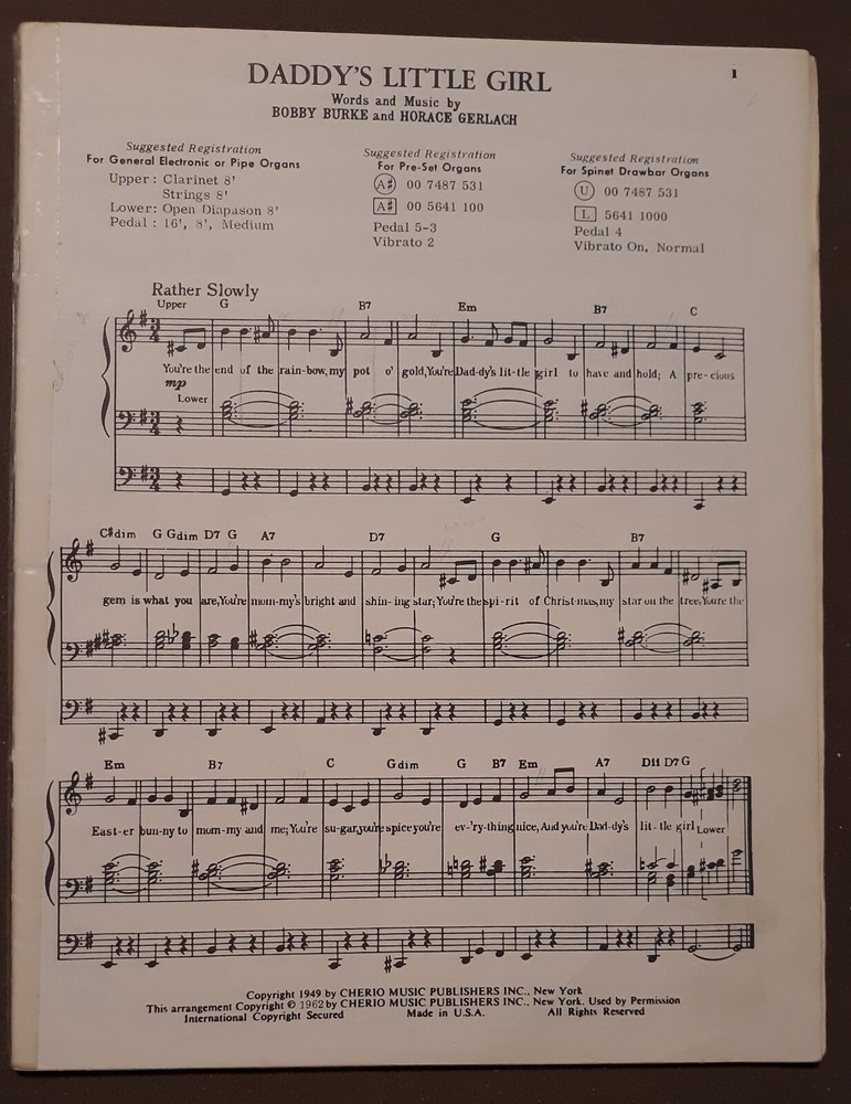 Daddy&rsquo;s Little Girl and More Piano Sheet Music (32 pages) (No Cover)