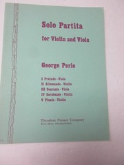 George Perle Solo Partita for Violin and Viola Sheet Music Theodore Presser