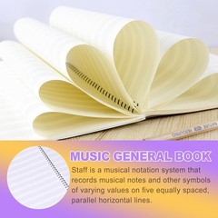 ZeriLion 100 Pages Blank Sheet Music Notebook – Staff Manuscript Paper Black