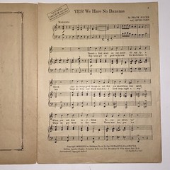 Vintage 1923 Yes! We Have No Bananas Sheet Music by Frank Silver & Irving Cohn