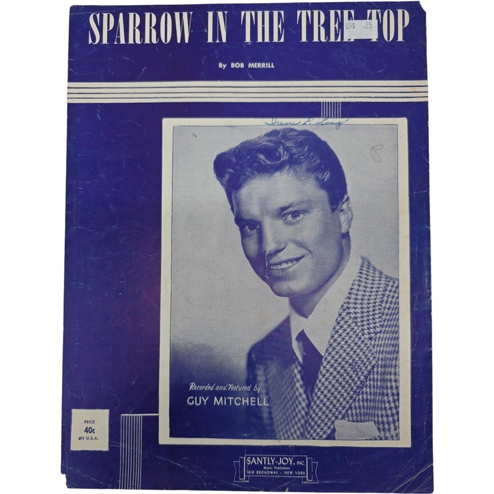 Sparrow in the Tree Top Featured & Recorded by Guy Mitchell Vintage Sheet Music