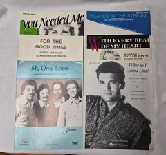 Vintage Sheet Music Lot – 6 Pieces Piano Vocal Guitar 1960s-1990s Love Songs
